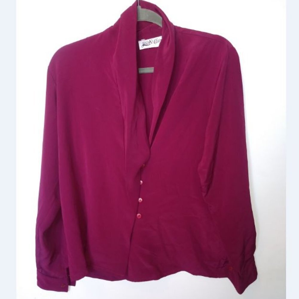 VTG Yves St Clair Burgundy Career top blouse